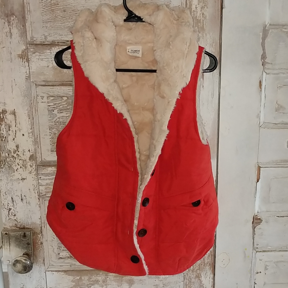 Vest Soft Fur Orange Women's Size Small